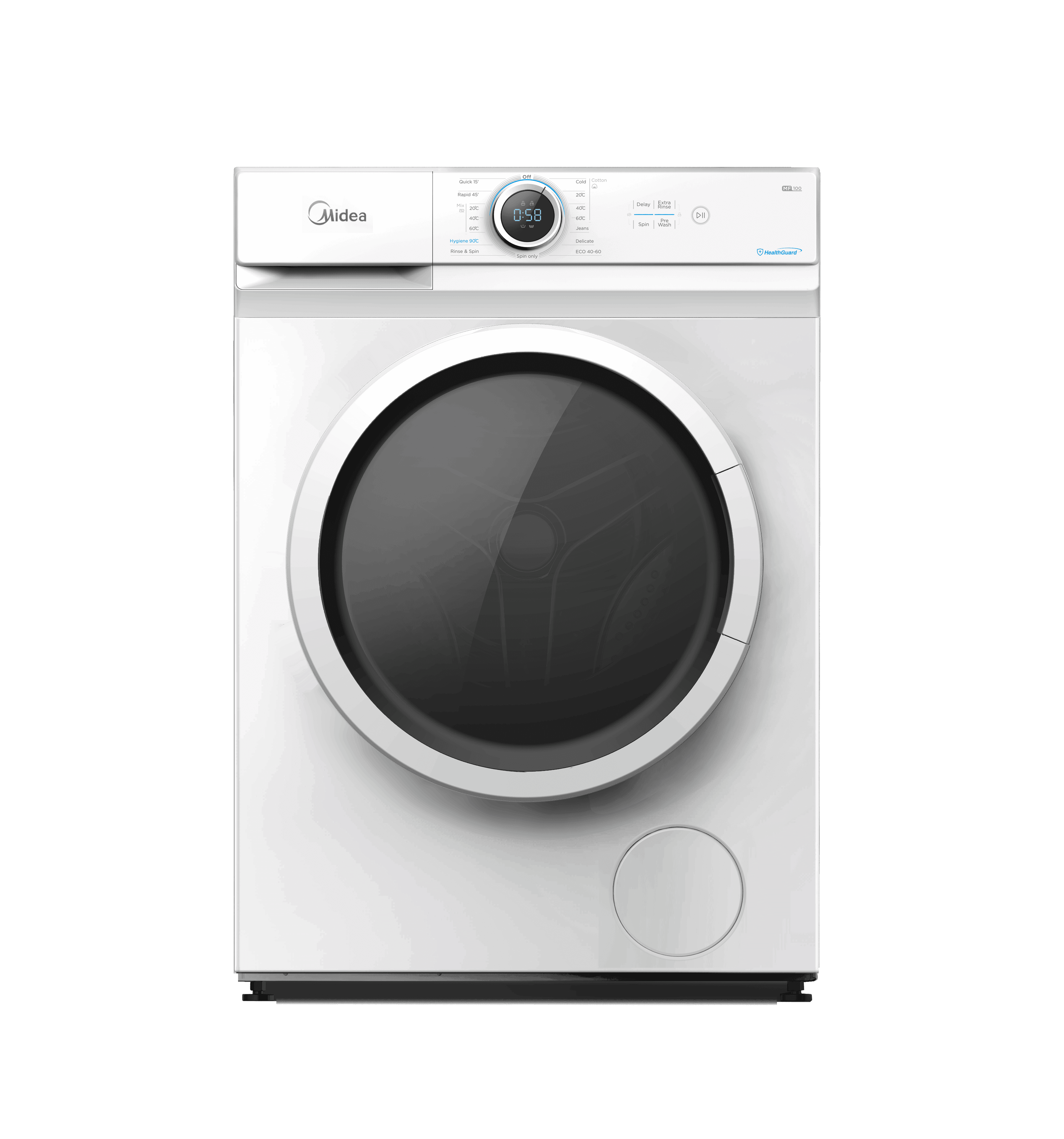 Midea Front Load Washing Machine, Lunar Dial And Led Display, 1200 Rpm, 7 Kg Load, White